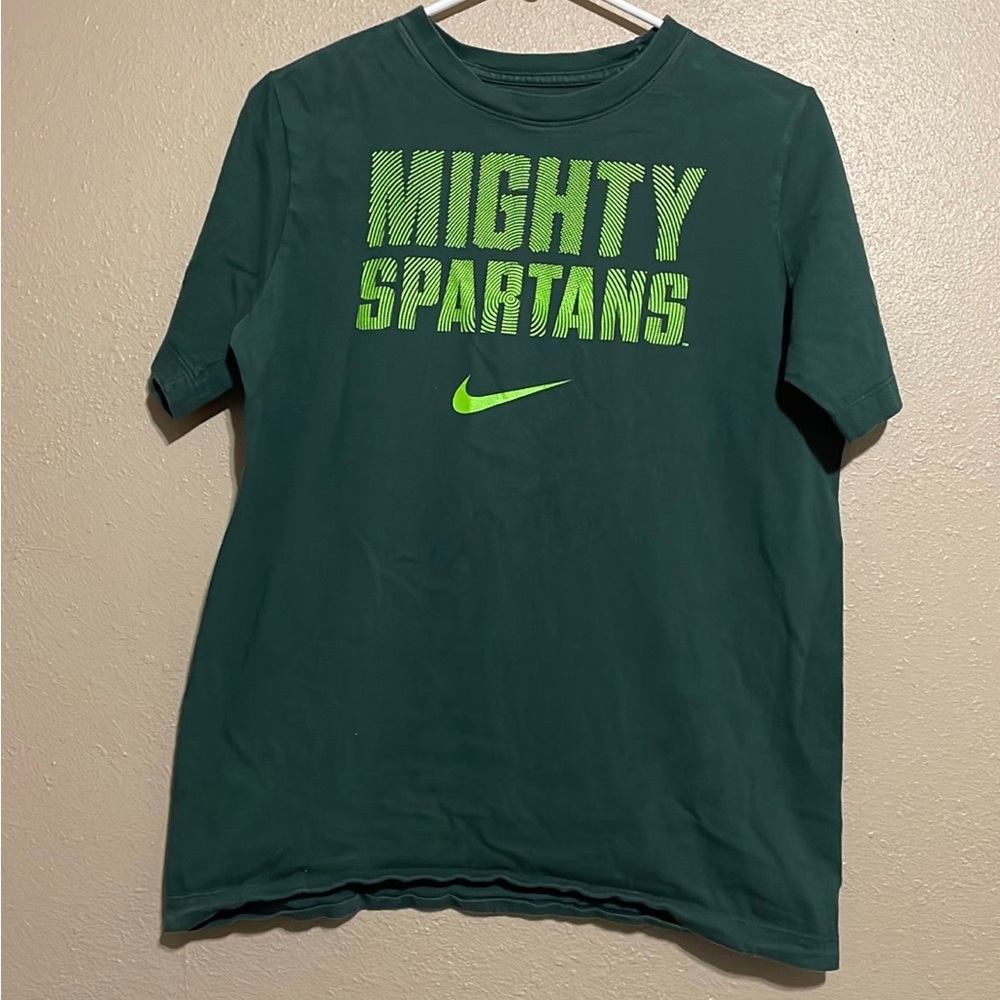 Nike Tee Michigan State Mighty Spartans Green Short Sleeve T-Shirt Youth XL